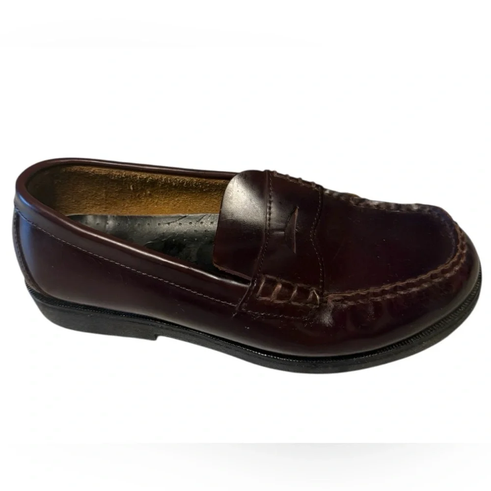 Sperry Kids Burgundy Leather Oxford Penny Loafers sz 3.5W Preppy